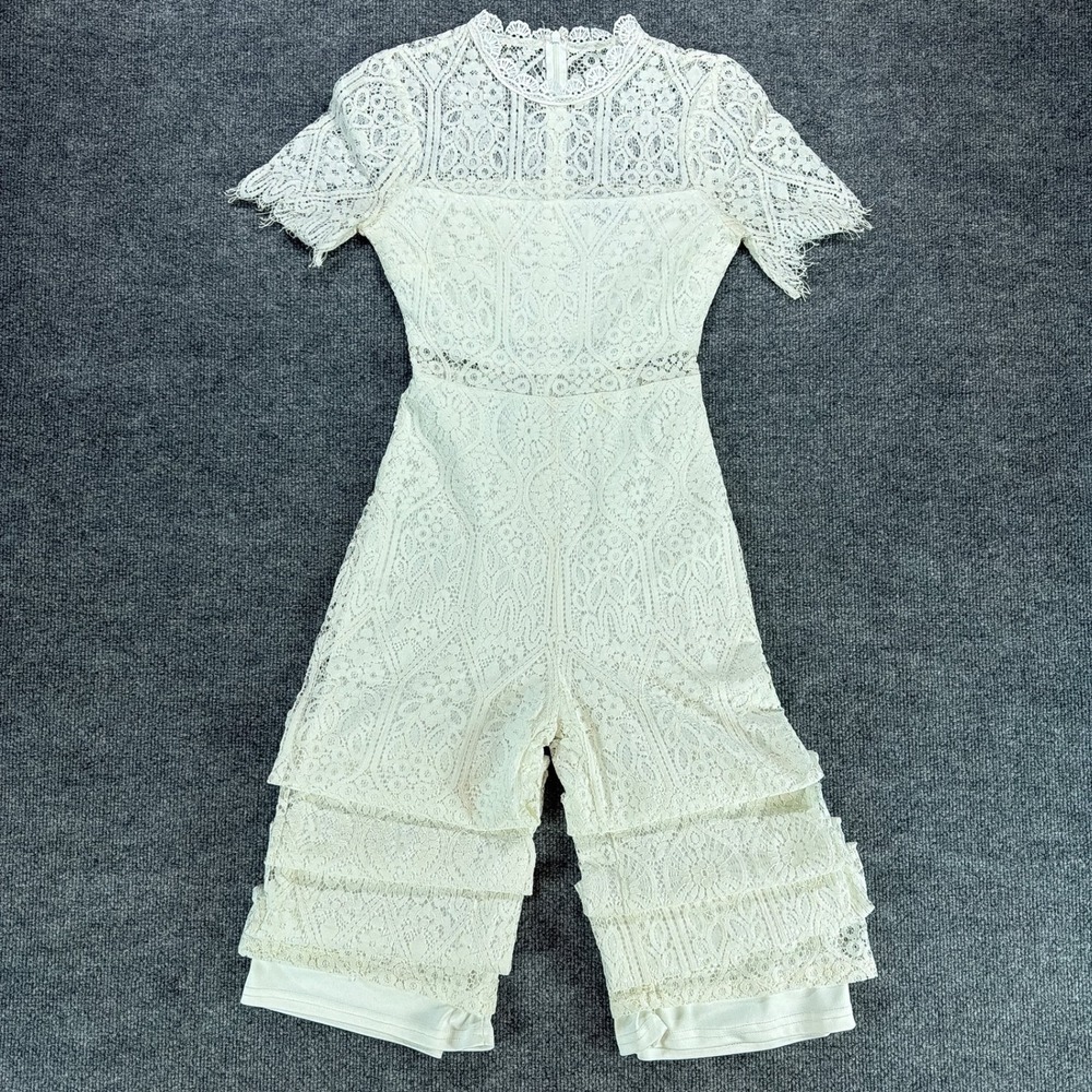 Lulus White‎ Lace Jumpsuit Short Sleeve Bridal XS Wedding Bachelorette Rehearsal